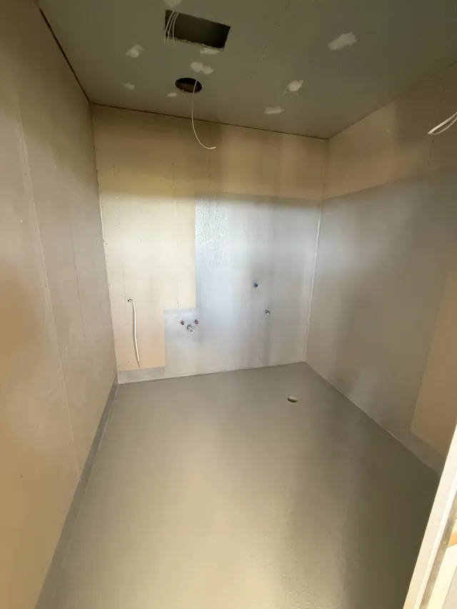 Bathroom membraned and ready for the tiler